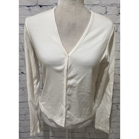 Ralph Lauen Sport Short White Long Sleeve Cotton Cardigan Sweater With Snaps L - Picture 1 of 5